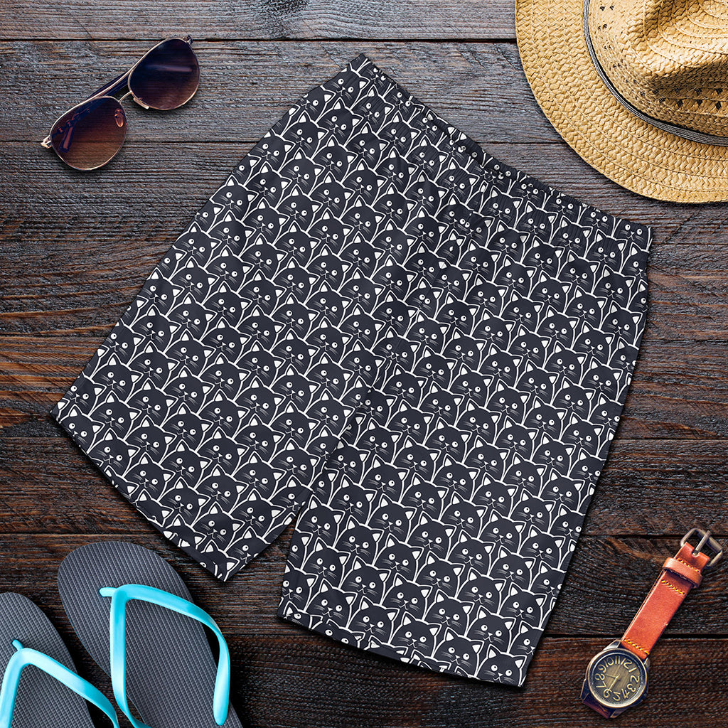 Cute Black Cat Pattern Print Men's Shorts
