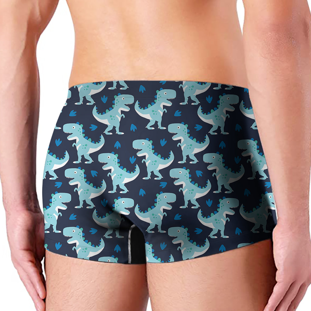 Cute Blue T-Rex Dinosaur Pattern Print Men's Boxer Briefs