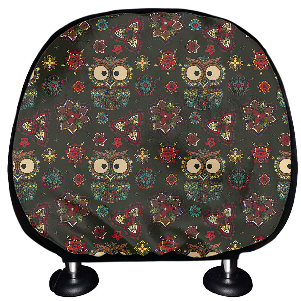 Cute Boho Owl Pattern Print Car Headrest Covers