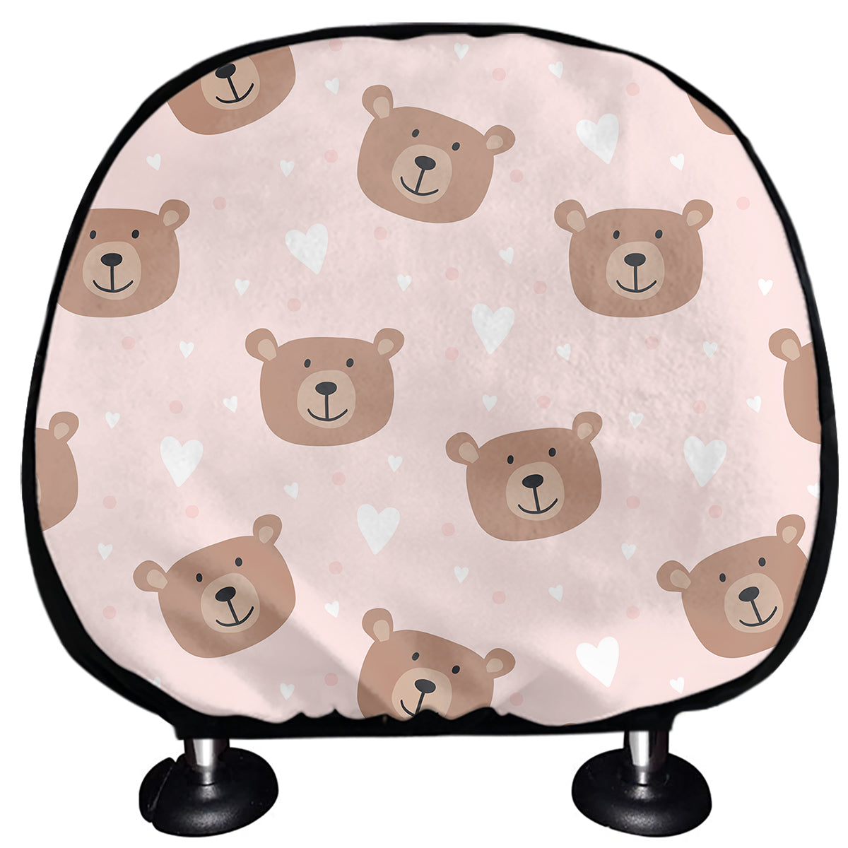Cute Brown Bear Pattern Print Car Headrest Covers