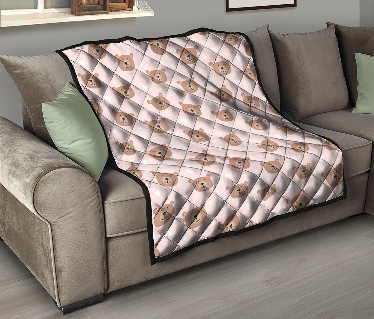 Cute Brown Bear Pattern Print Quilt