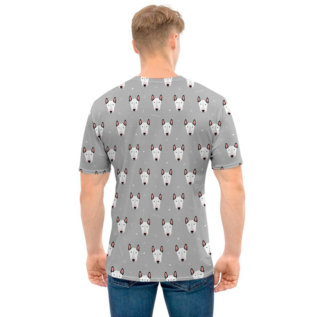 Cute Bull Terrier Faces Pattern Print Men's T-Shirt