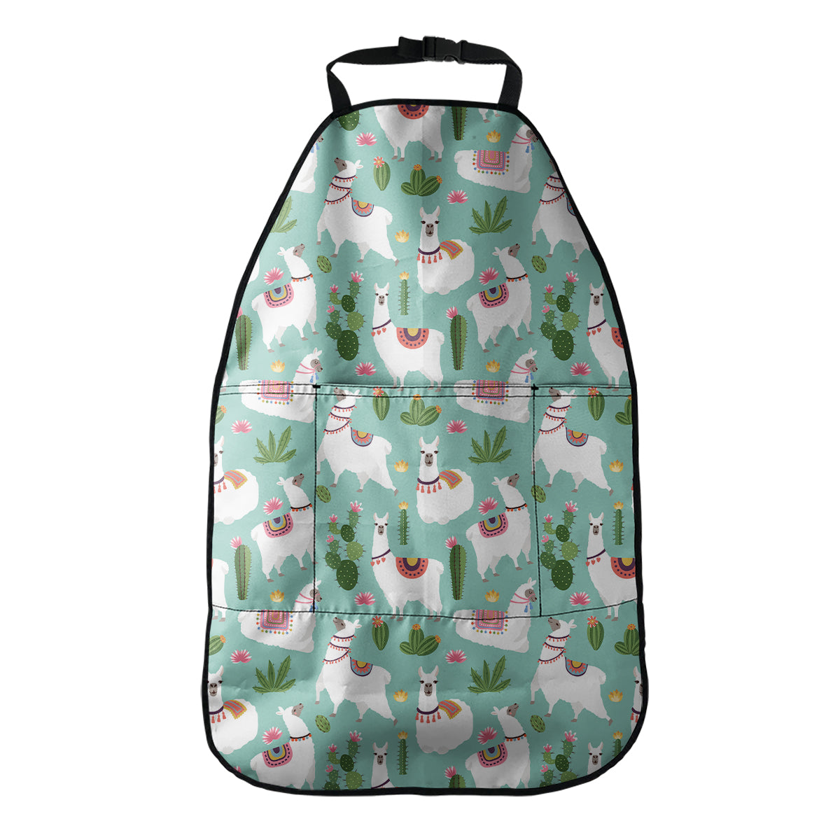 Cute Cactus And Llama Pattern Print Car Seat Organizers