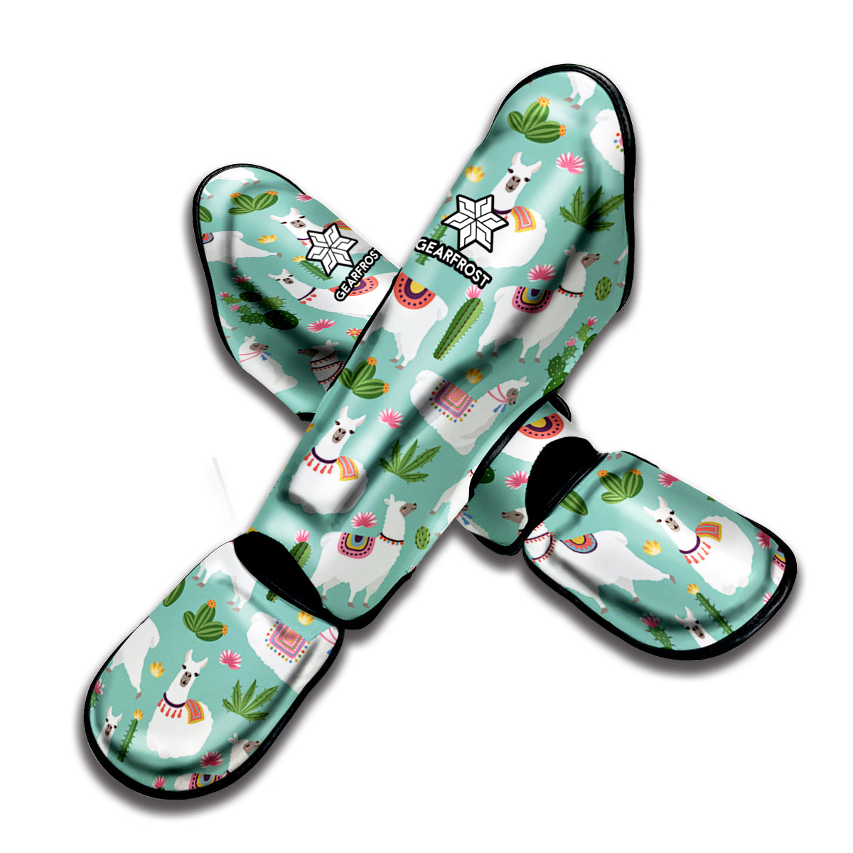 Cute Cactus And Llama Pattern Print Muay Thai Shin Guard