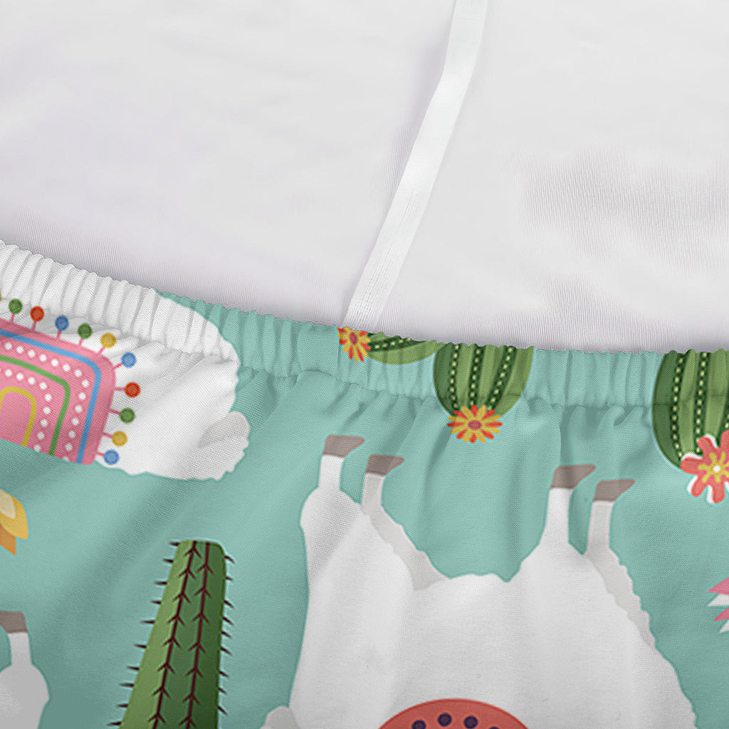 Cute Cactus And Llama Pattern Print Sofa Cover