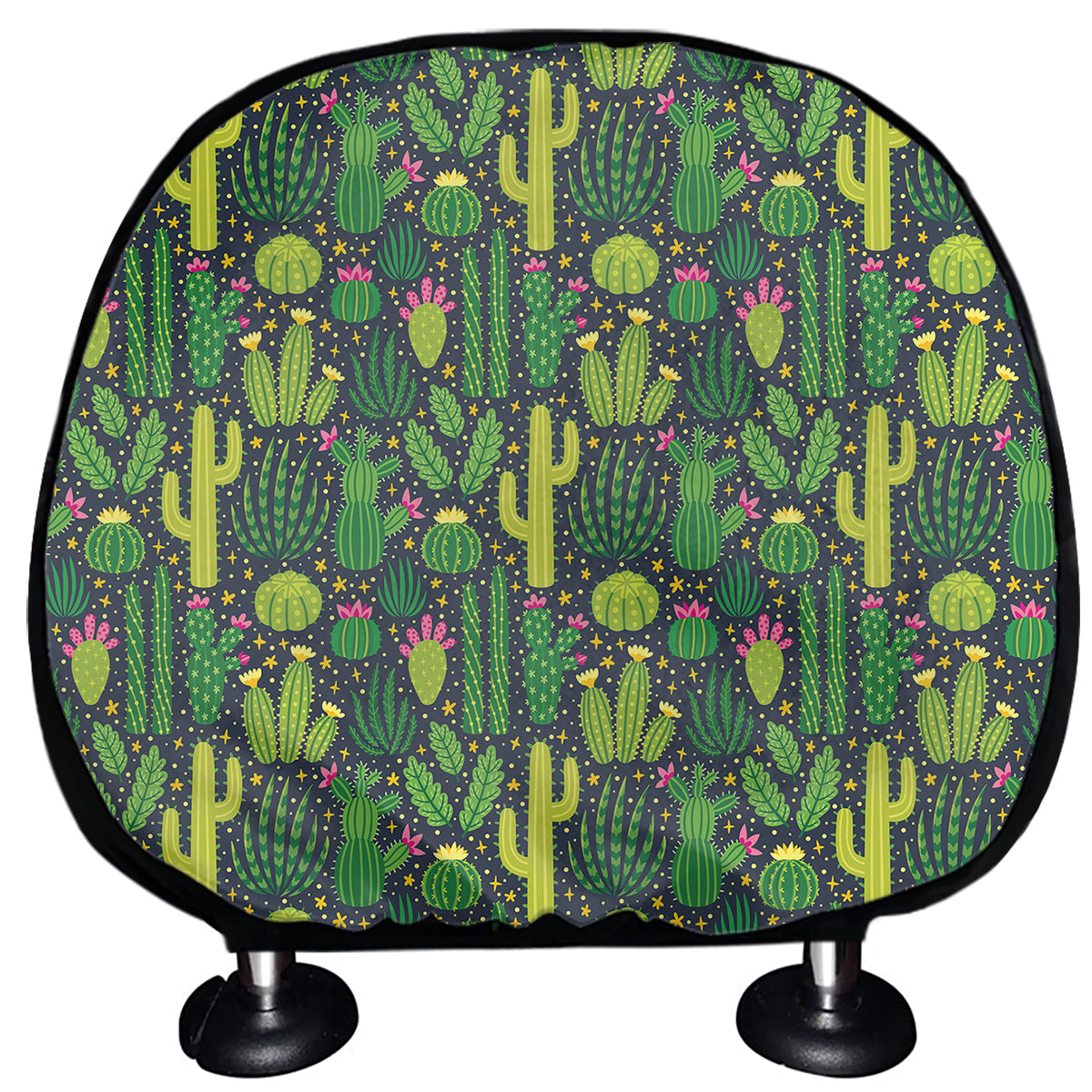 Cute Cactus Plant Pattern Print Car Headrest Covers