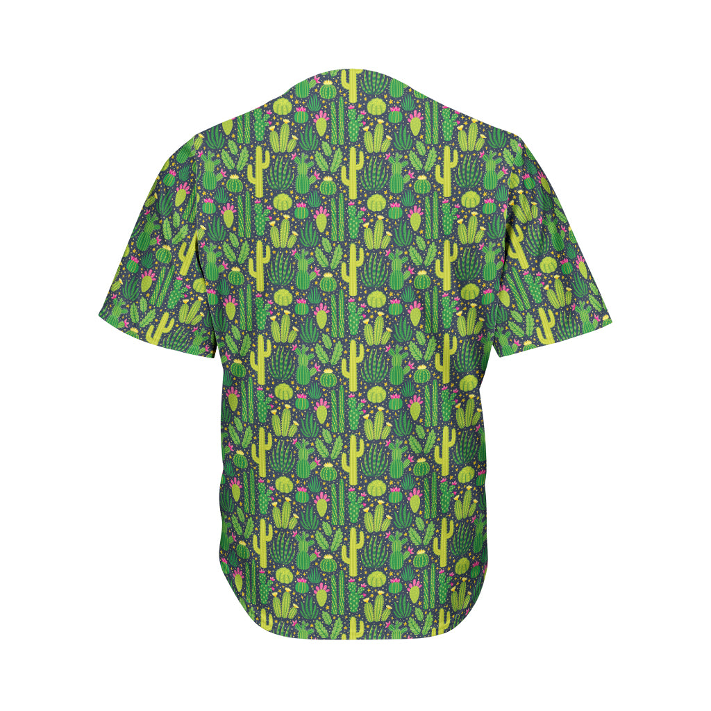 Cute Cactus Plant Pattern Print Men's Baseball Jersey