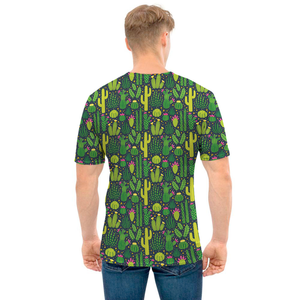 Cute Cactus Plant Pattern Print Men's T-Shirt