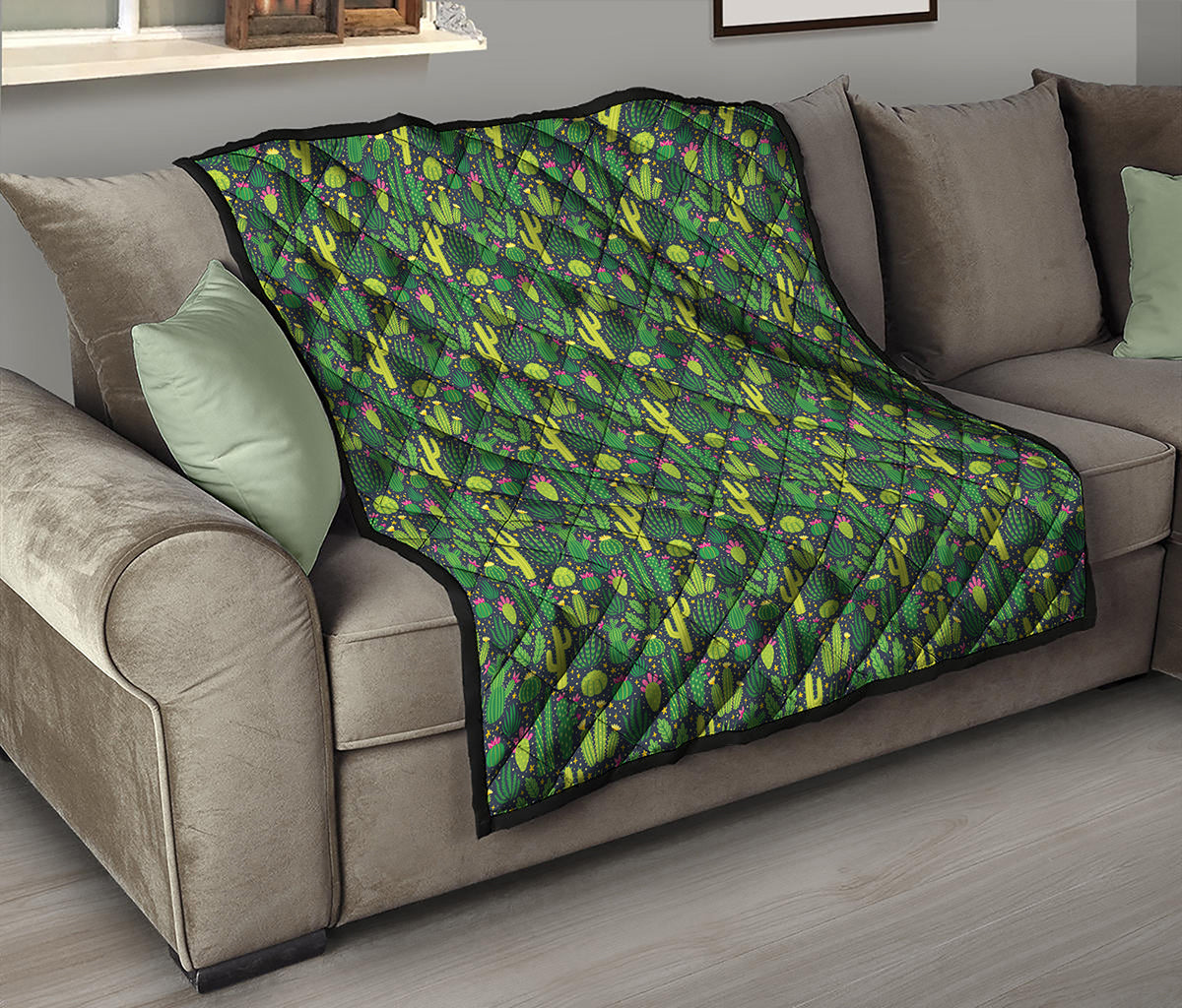 Cute Cactus Plant Pattern Print Quilt