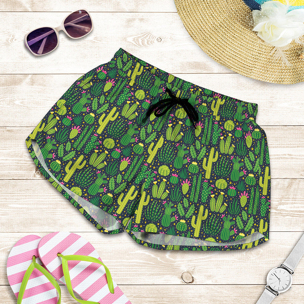 Cute Cactus Plant Pattern Print Women's Shorts