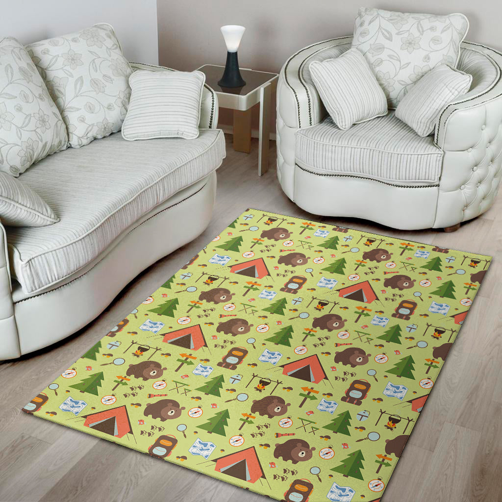 Cute Camping Pattern Print Area Rug
