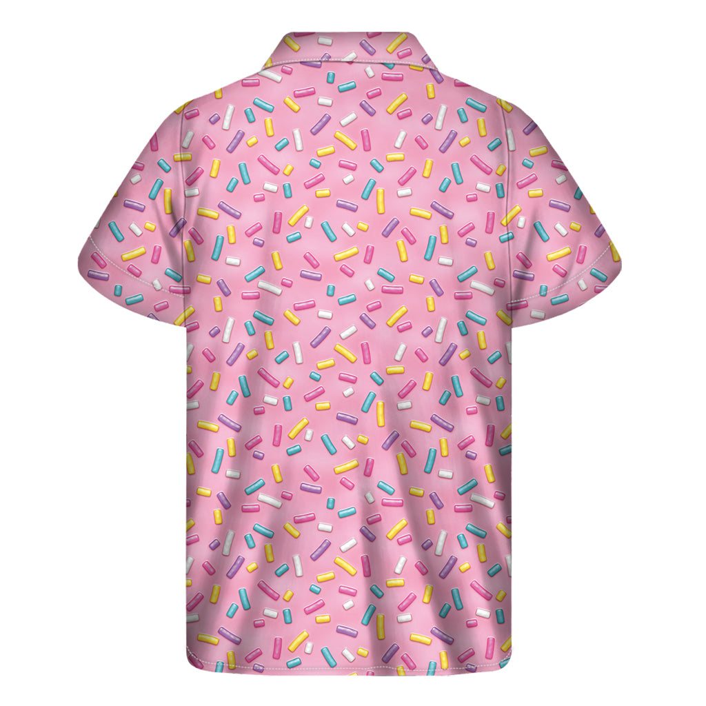Cute Candy Pattern Print Men's Short Sleeve Shirt