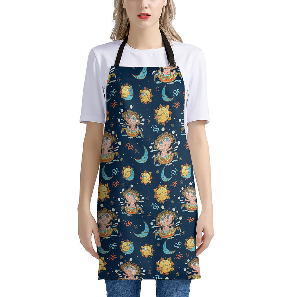 Cute Cartoon Aquarius Pattern Print Apron