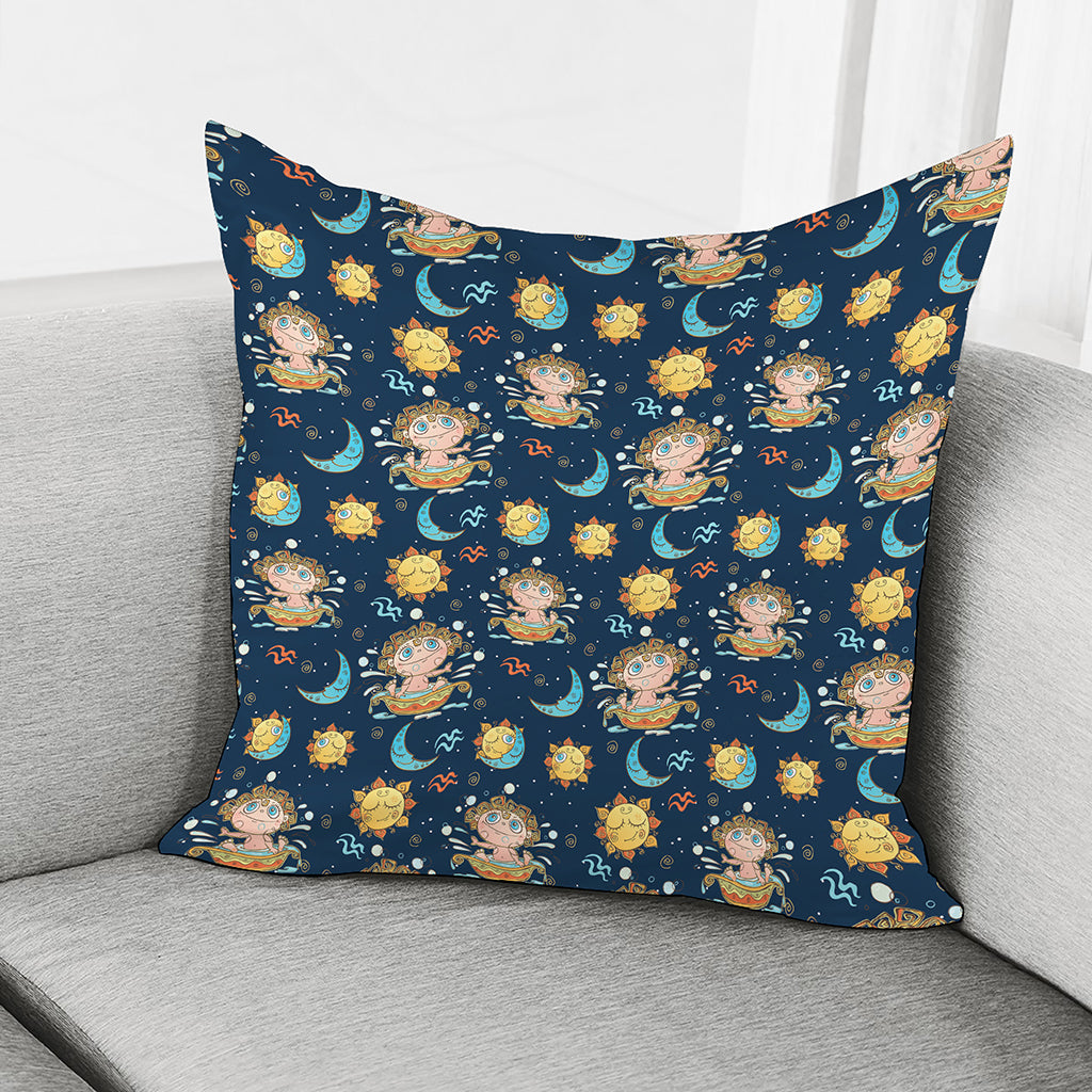 Cute Cartoon Aquarius Pattern Print Pillow Cover