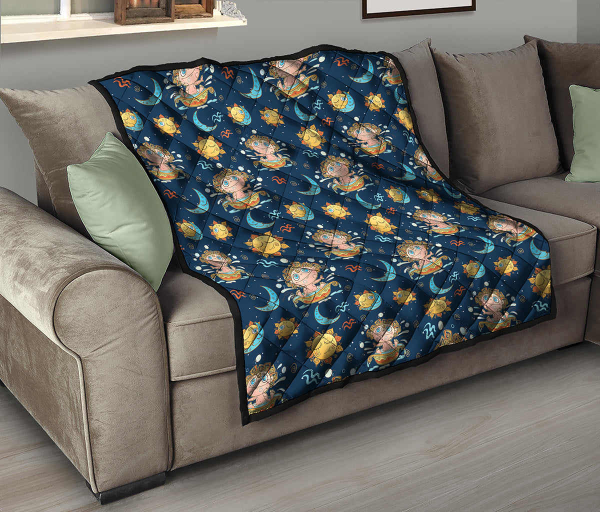 Cute Cartoon Aquarius Pattern Print Quilt