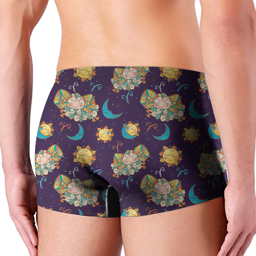 Cute Cartoon Aries Pattern Print Men's Boxer Briefs
