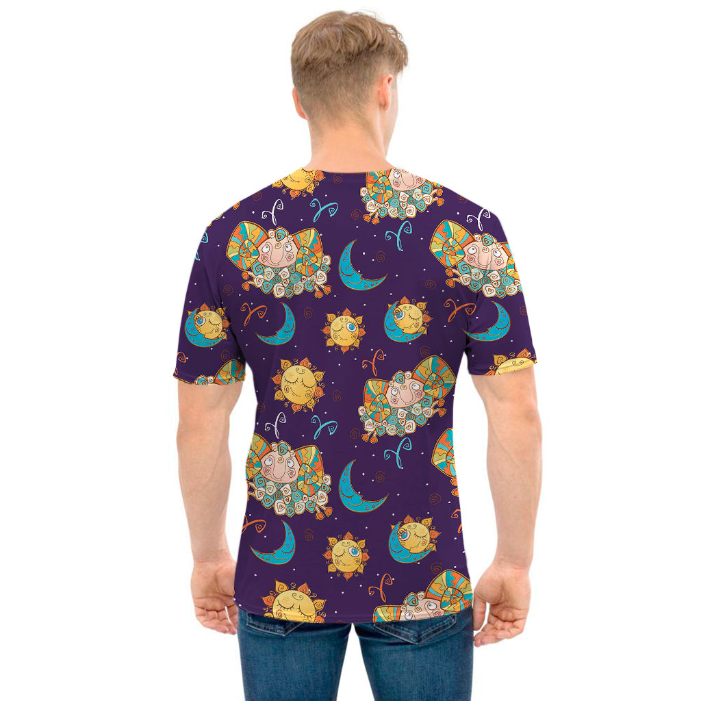 Cute Cartoon Aries Pattern Print Men's T-Shirt