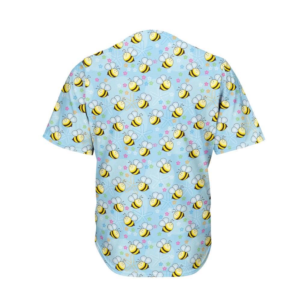 Cute Cartoon Bee Pattern Print Men's Baseball Jersey