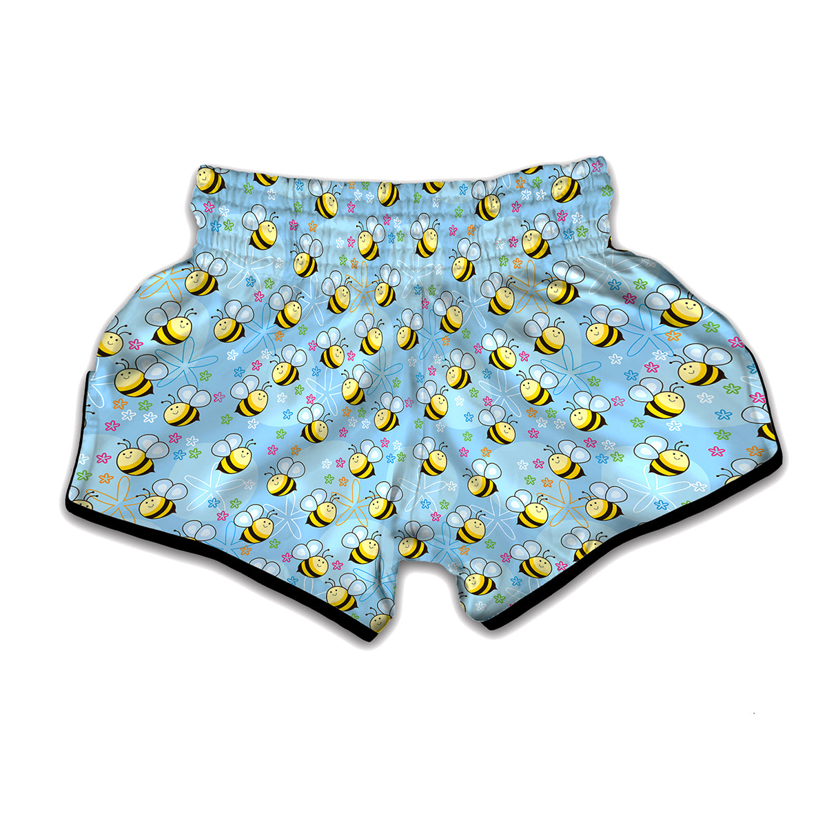 Cute Cartoon Bee Pattern Print Muay Thai Boxing Shorts