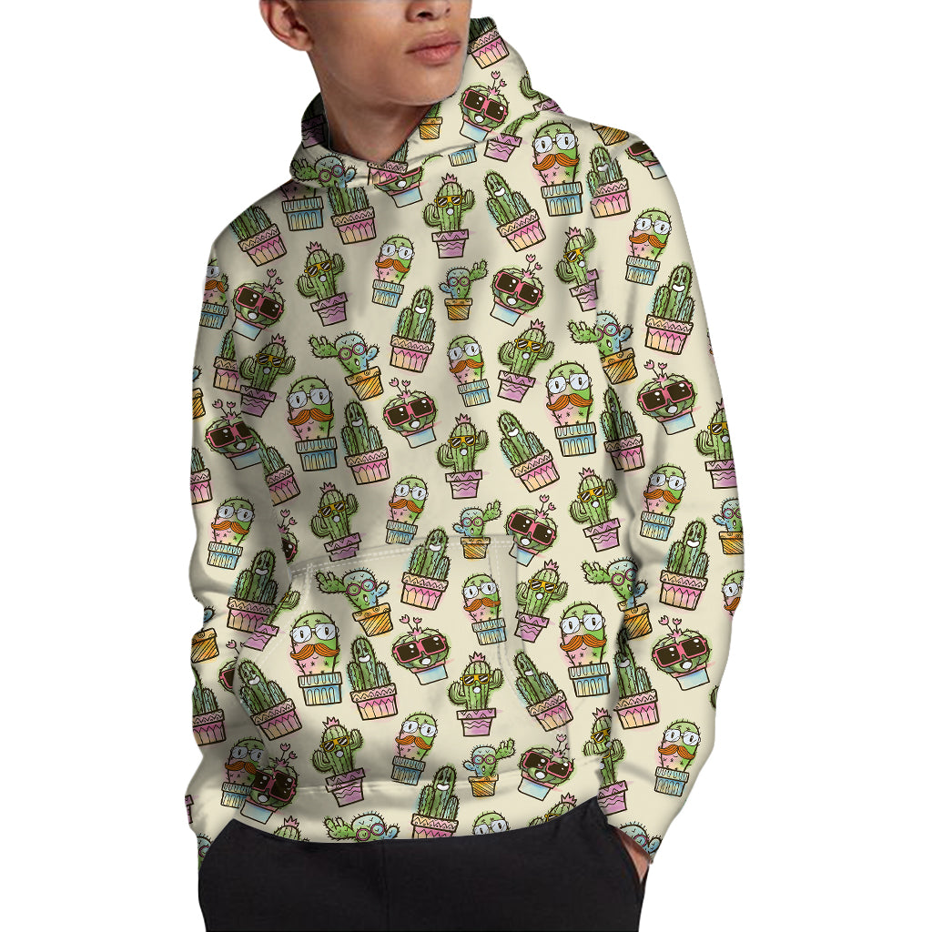 Cute Cartoon Cactus Pattern Print Pullover Hoodie