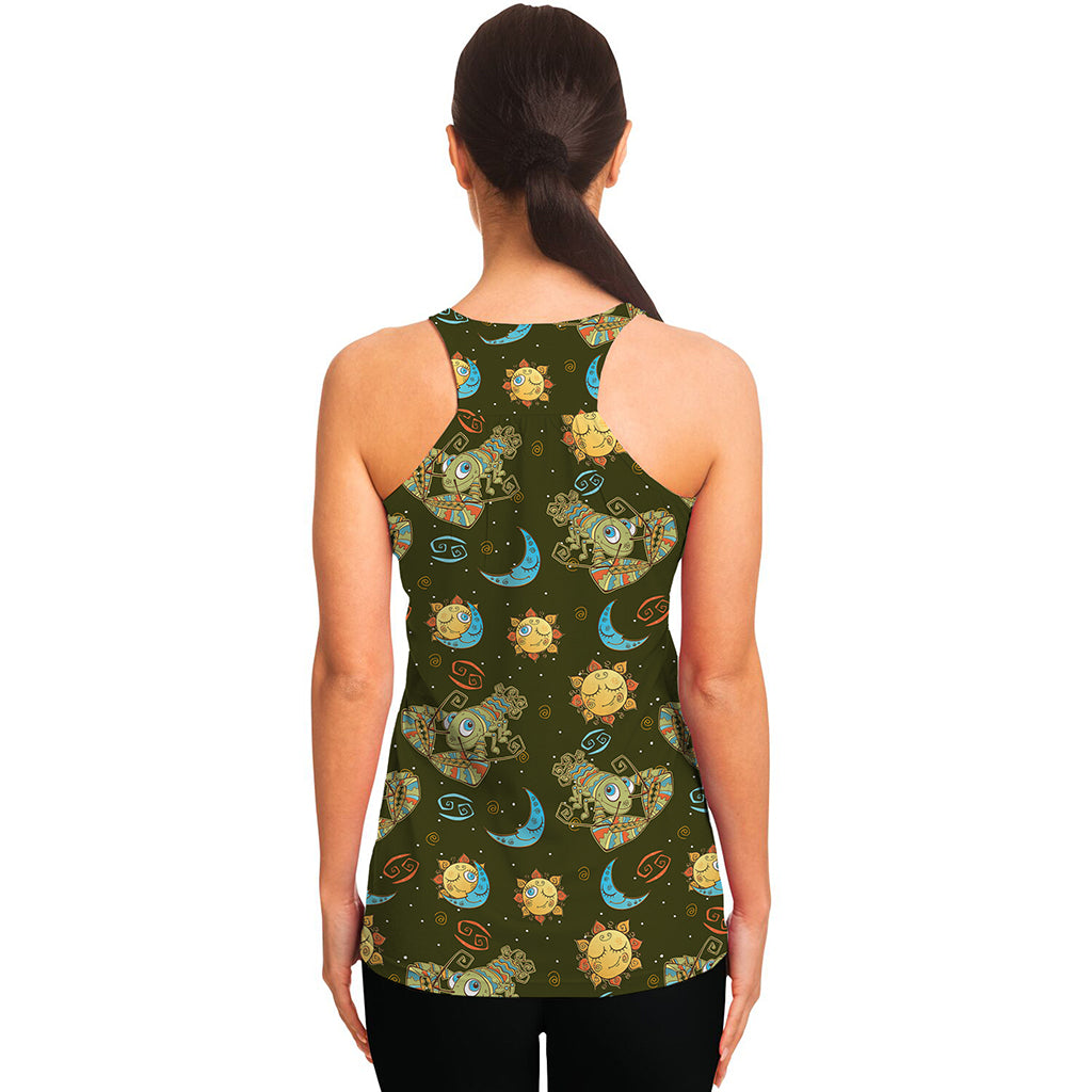 Cute Cartoon Cancer Pattern Print Women's Racerback Tank Top