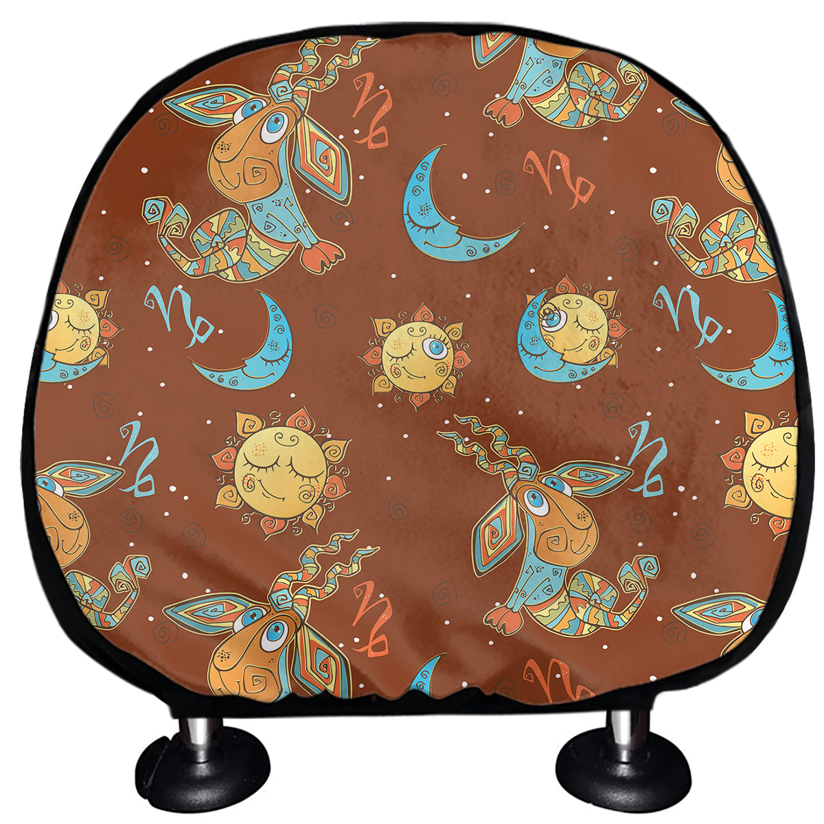 Cute Cartoon Capricorn Pattern Print Car Headrest Covers