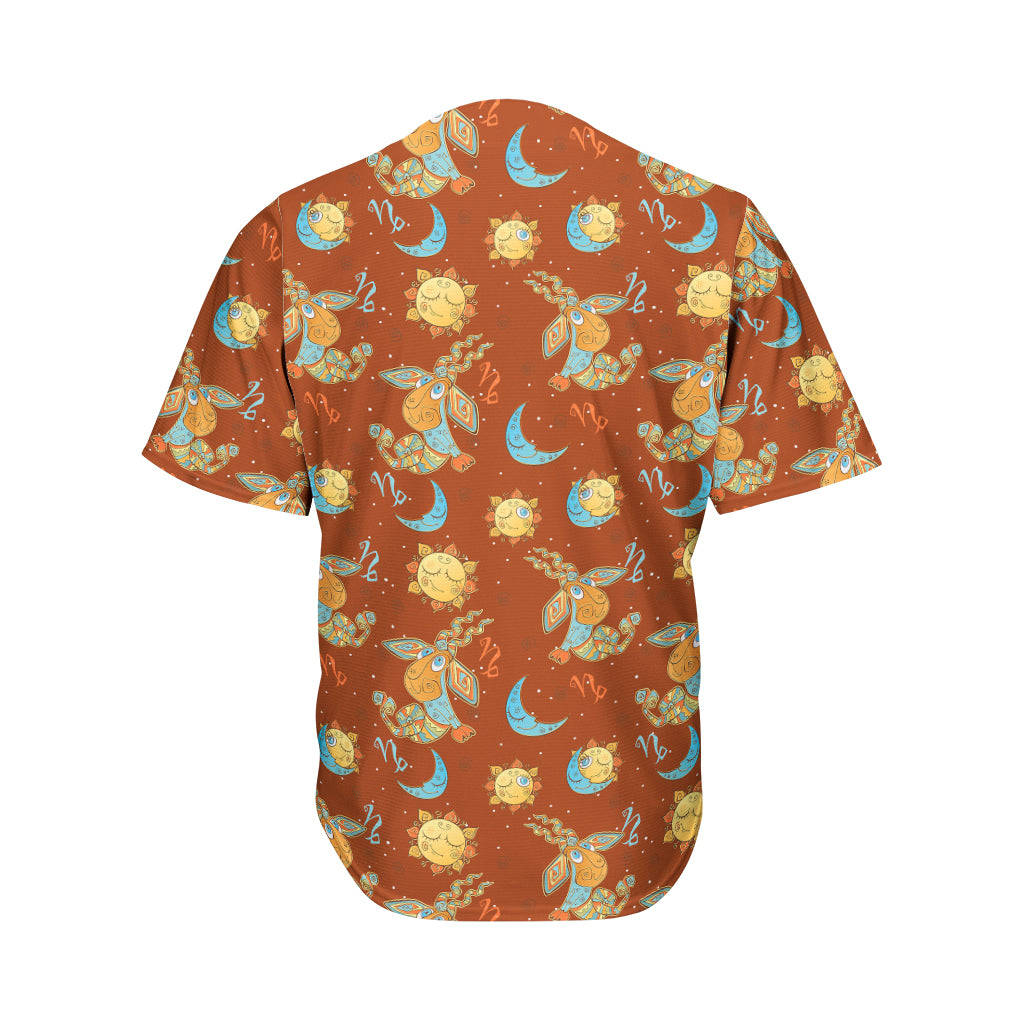 Cute Cartoon Capricorn Pattern Print Men's Baseball Jersey