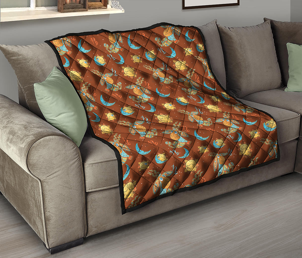 Cute Cartoon Capricorn Pattern Print Quilt