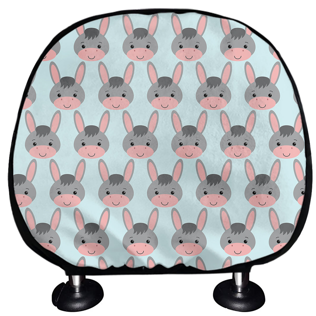 Cute Cartoon Donkey Pattern Print Car Headrest Covers