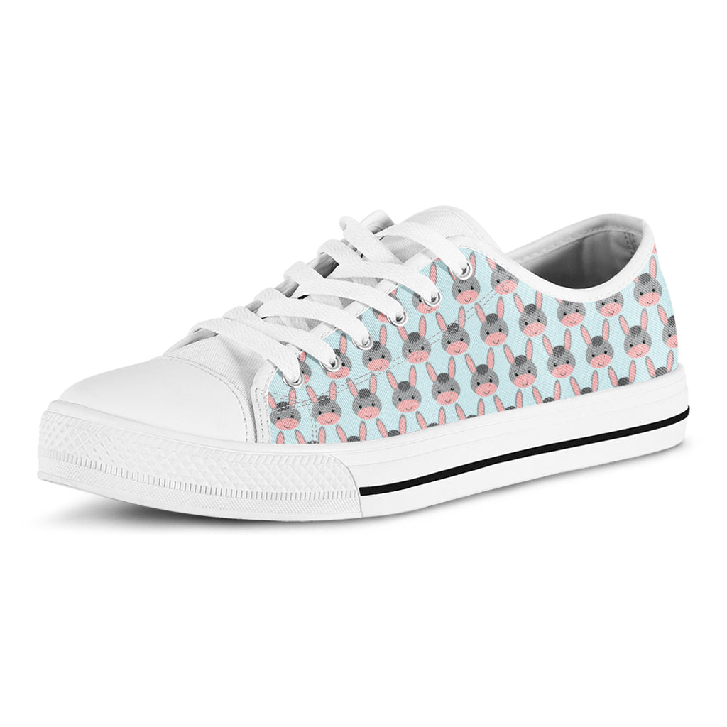 Cute Cartoon Donkey Pattern Print White Low Top Shoes