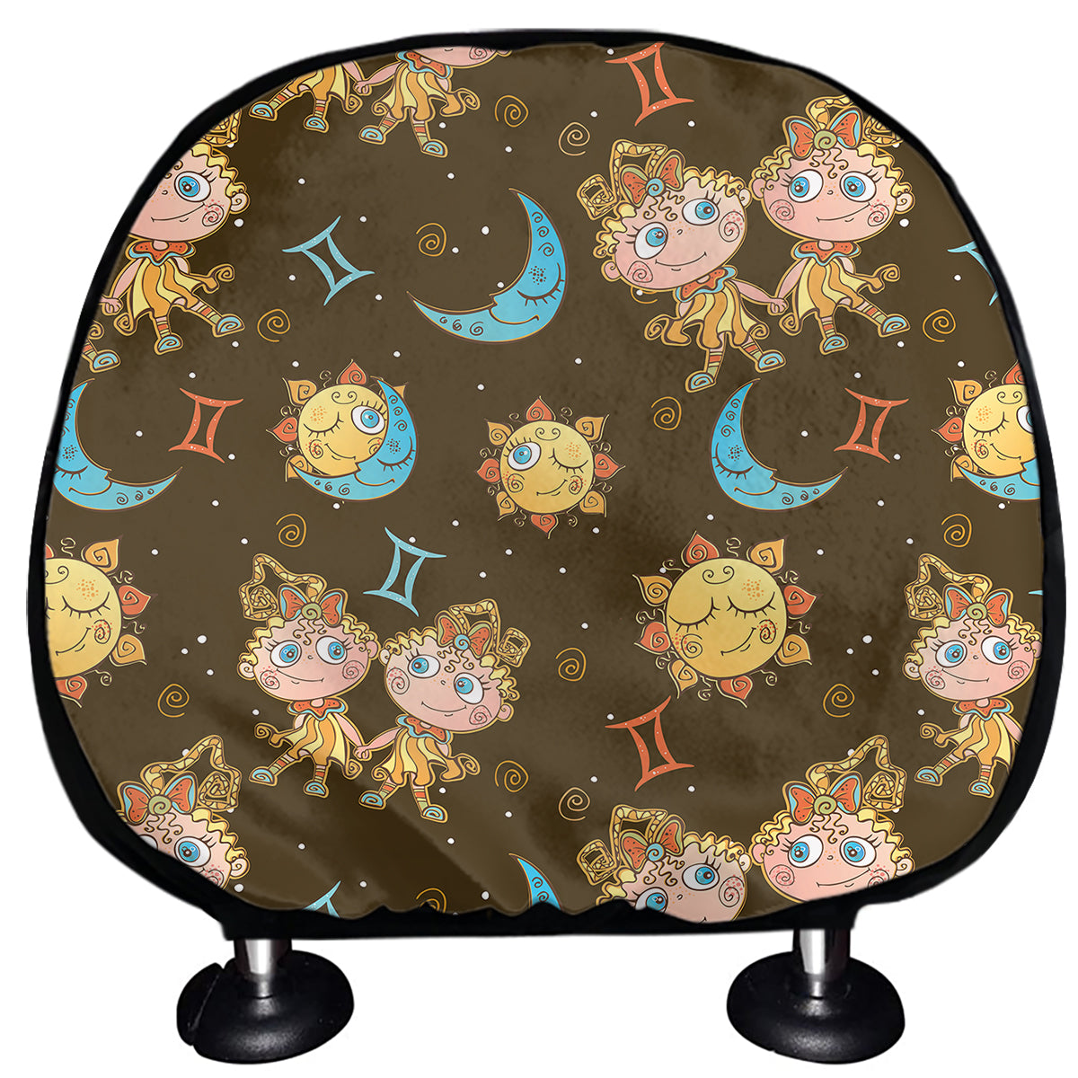 Cute Cartoon Gemini Pattern Print Car Headrest Covers
