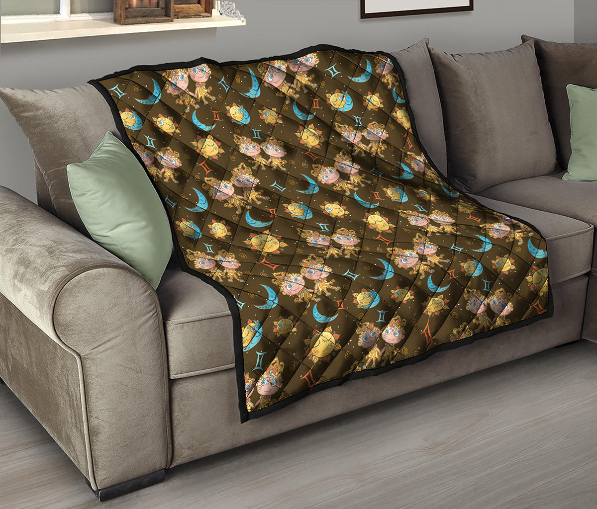 Cute Cartoon Gemini Pattern Print Quilt
