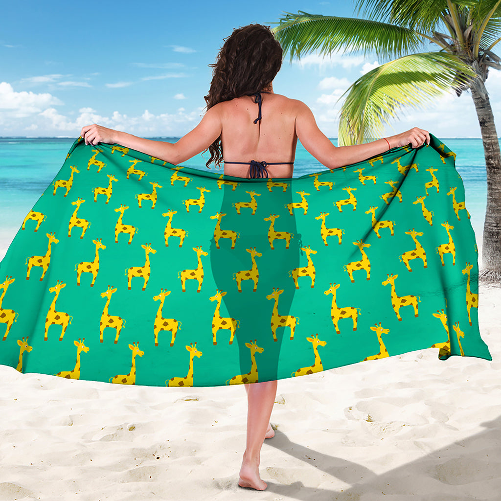 Cute Cartoon Giraffe Pattern Print Beach Sarong Wrap
