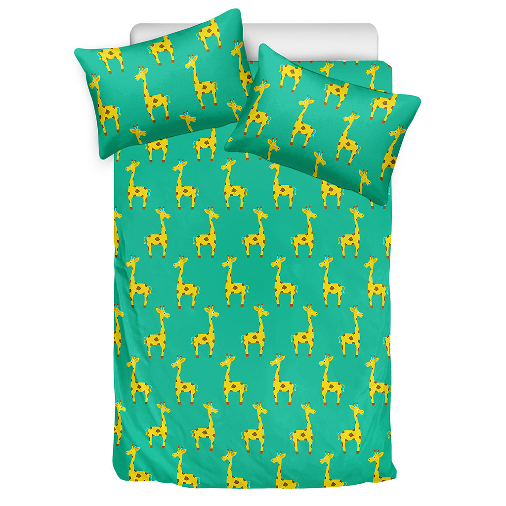 Cute Cartoon Giraffe Pattern Print Duvet Cover Bedding Set