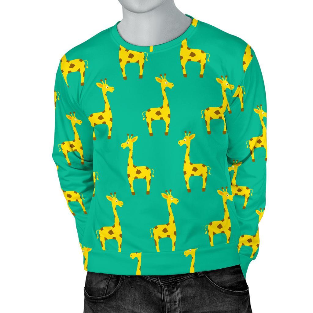 Cute Cartoon Giraffe Pattern Print Men's Crewneck Sweatshirt GearFrost