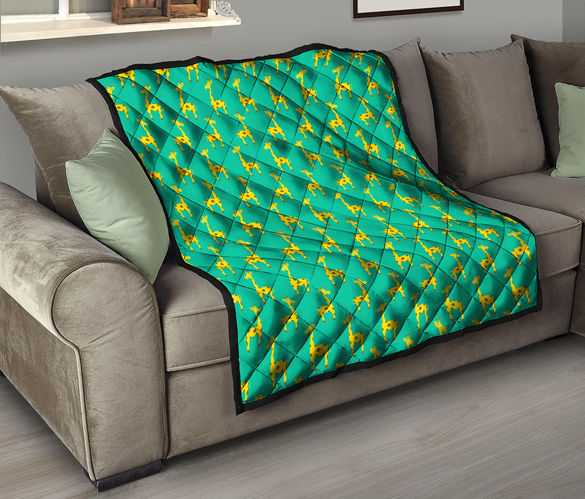 Cute Cartoon Giraffe Pattern Print Quilt