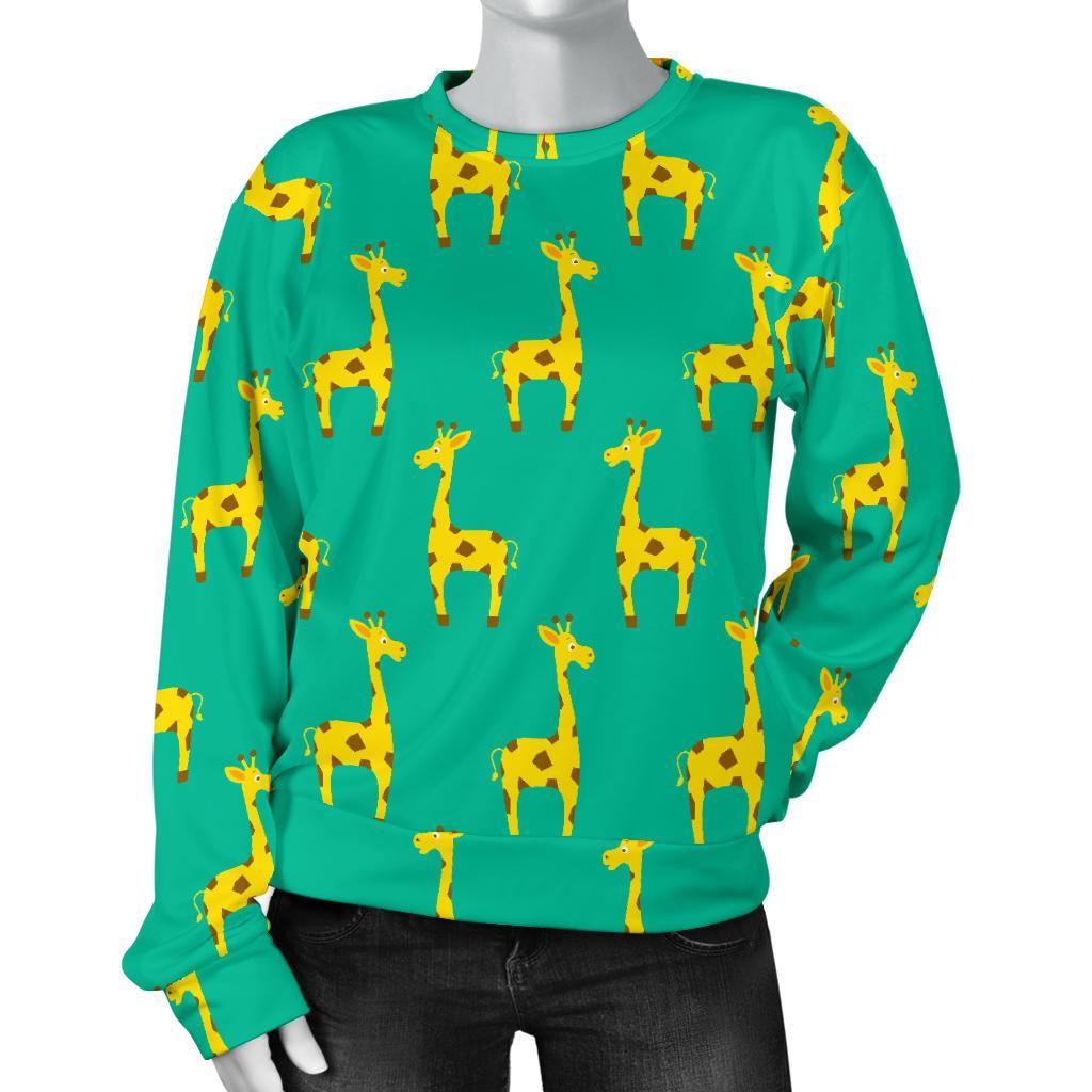 Cute Cartoon Giraffe Pattern Print Women's Crewneck Sweatshirt GearFrost