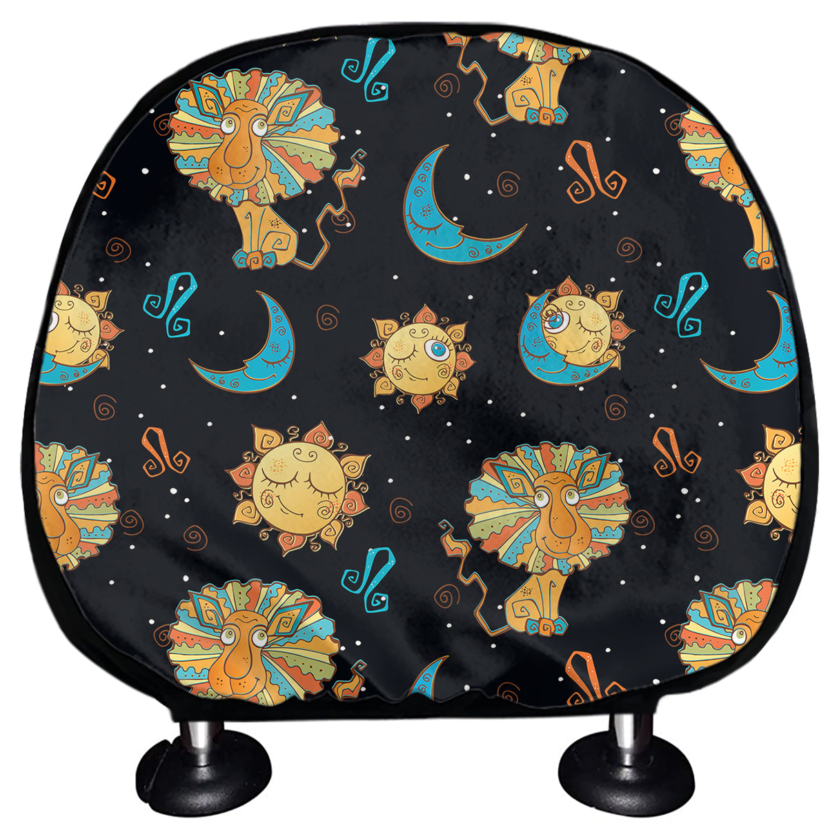 Cute Cartoon Leo Pattern Print Car Headrest Covers