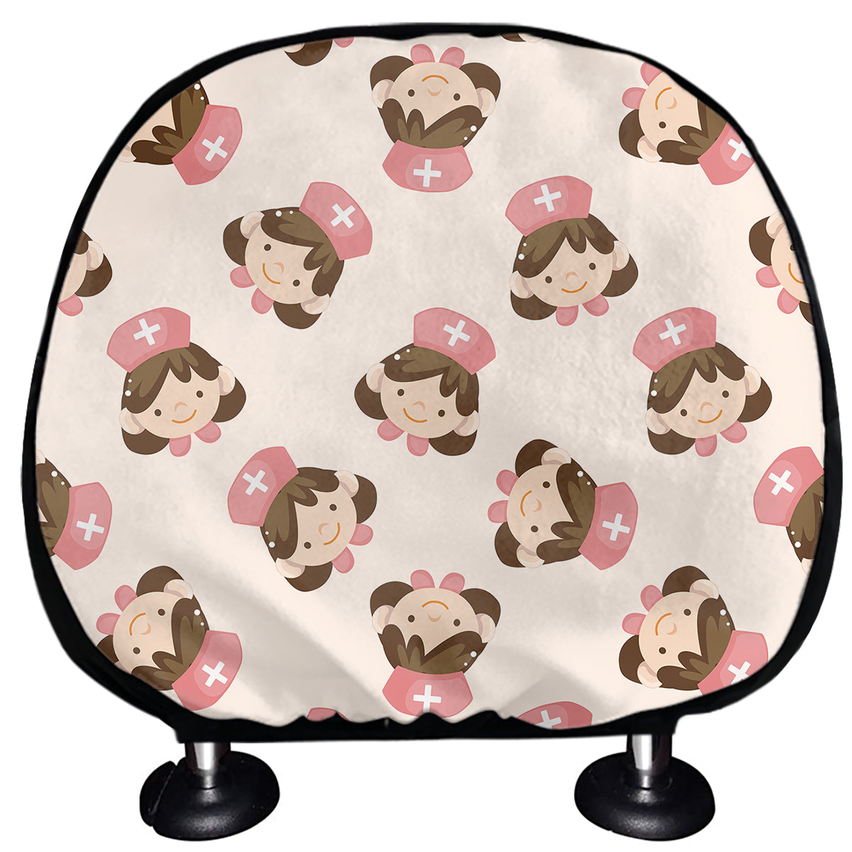 Cute Cartoon Nurse Pattern Print Car Headrest Covers