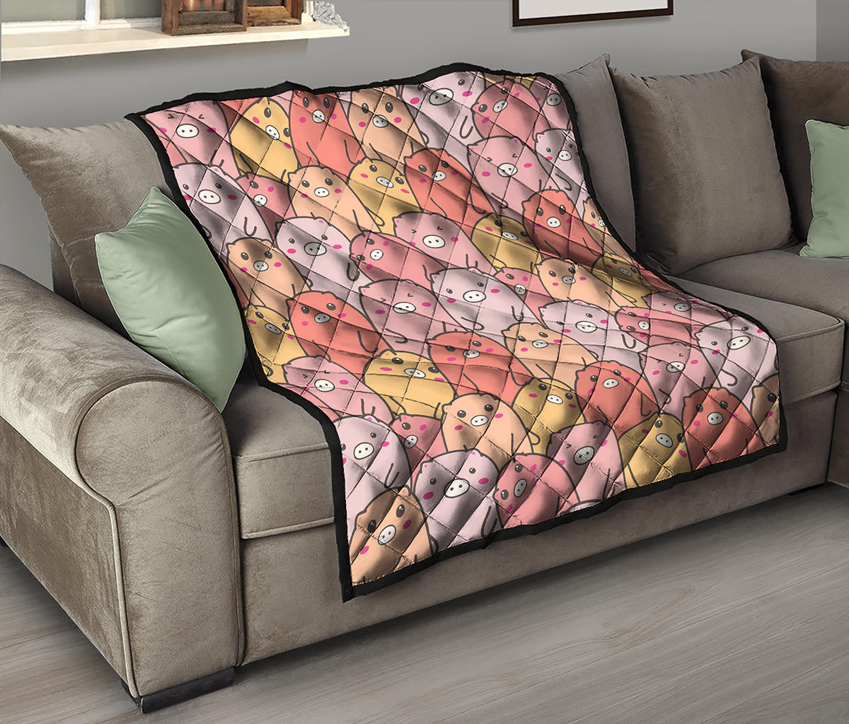 Cute Cartoon Pig Pattern Print Quilt