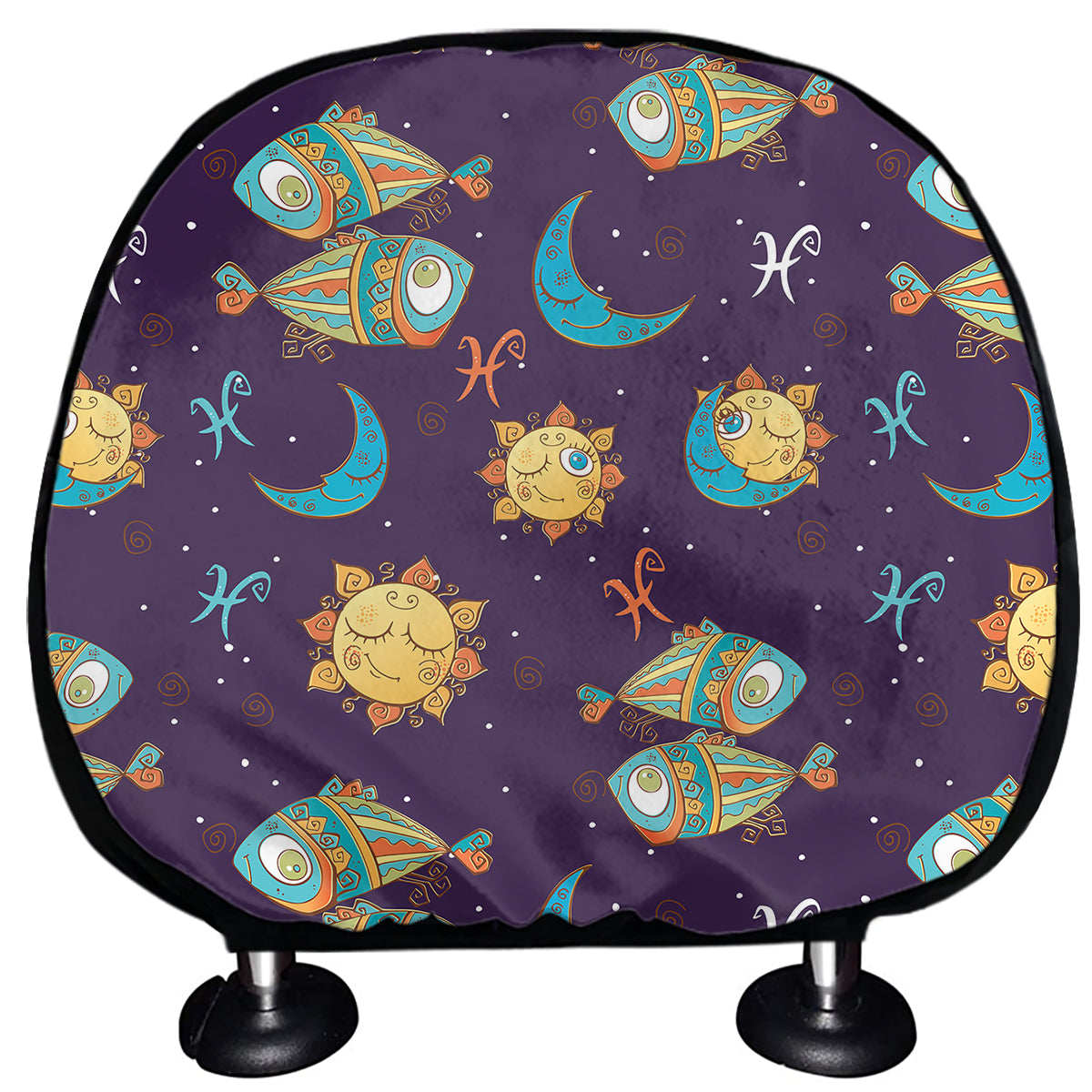 Cute Cartoon Pisces Pattern Print Car Headrest Covers