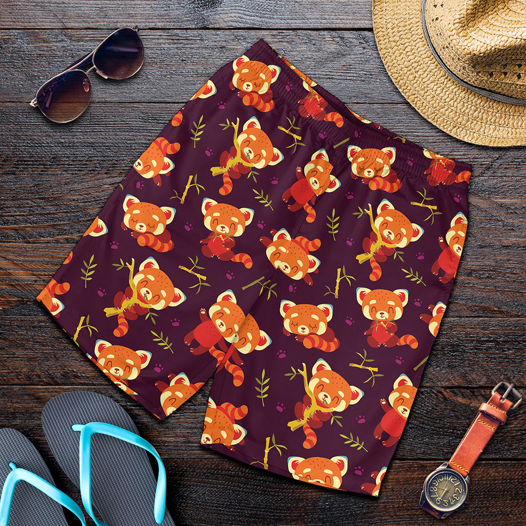 Cute Cartoon Red Panda Pattern Print Men's Shorts