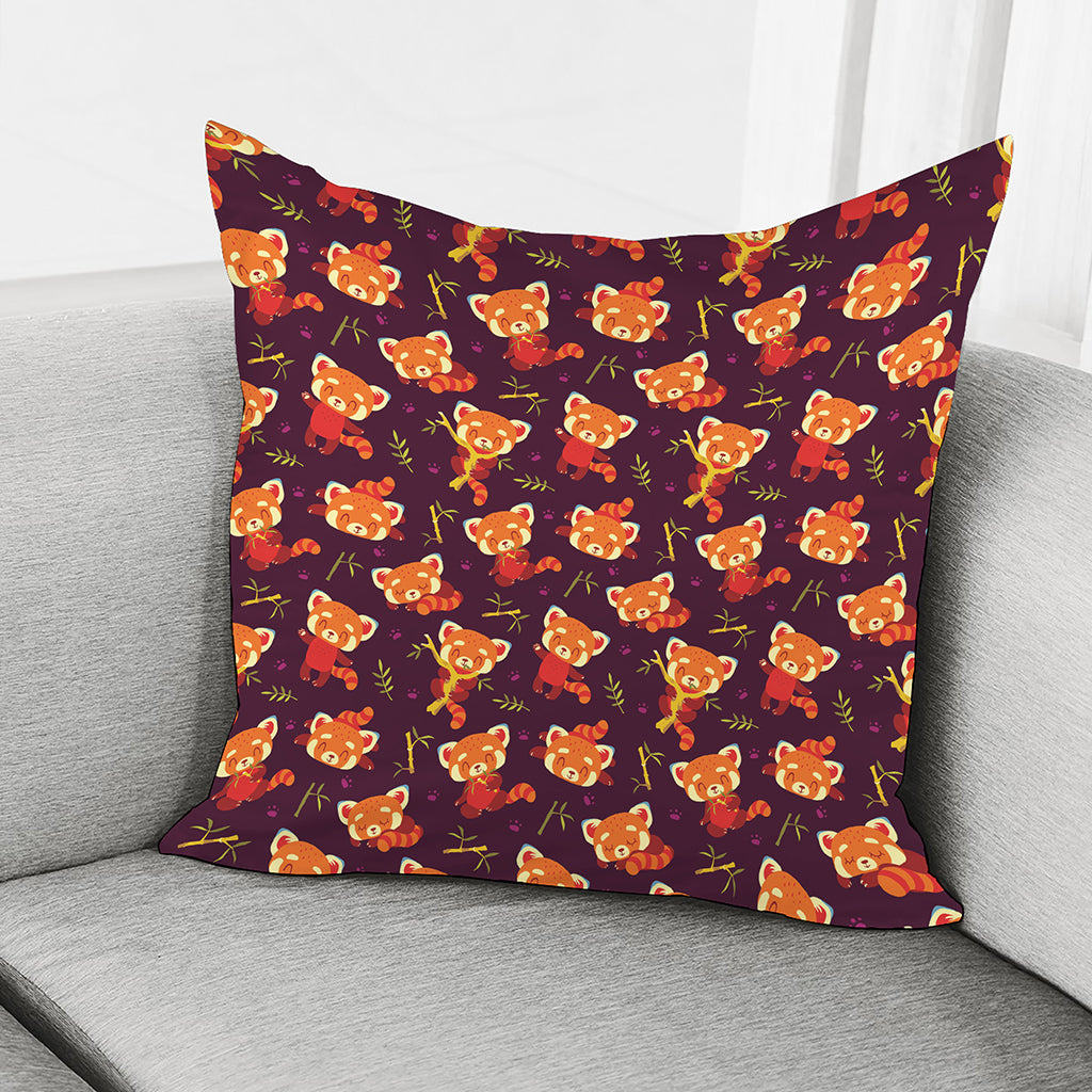 Cute Cartoon Red Panda Pattern Print Pillow Cover