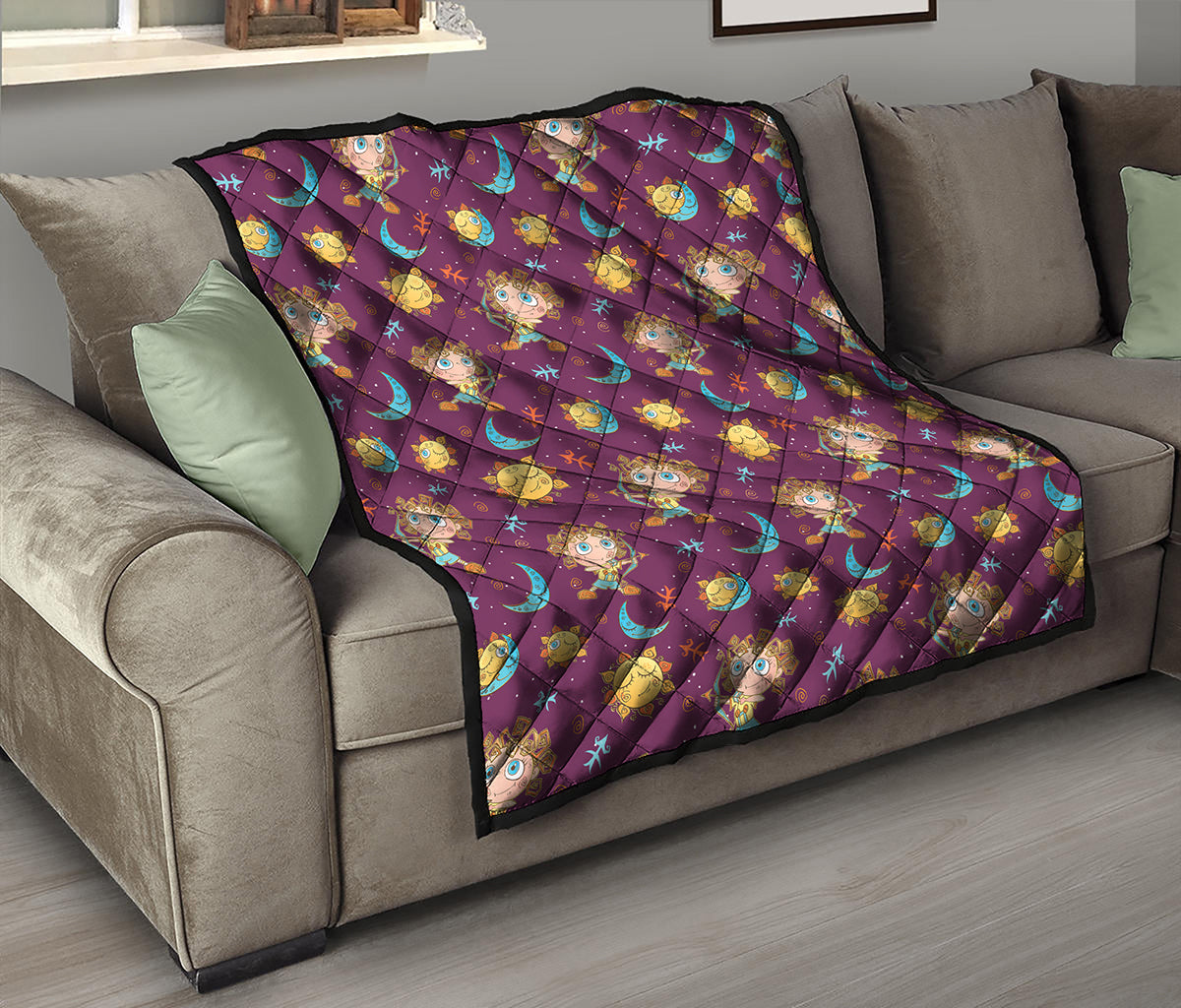 Cute Cartoon Sagittarius Pattern Print Quilt