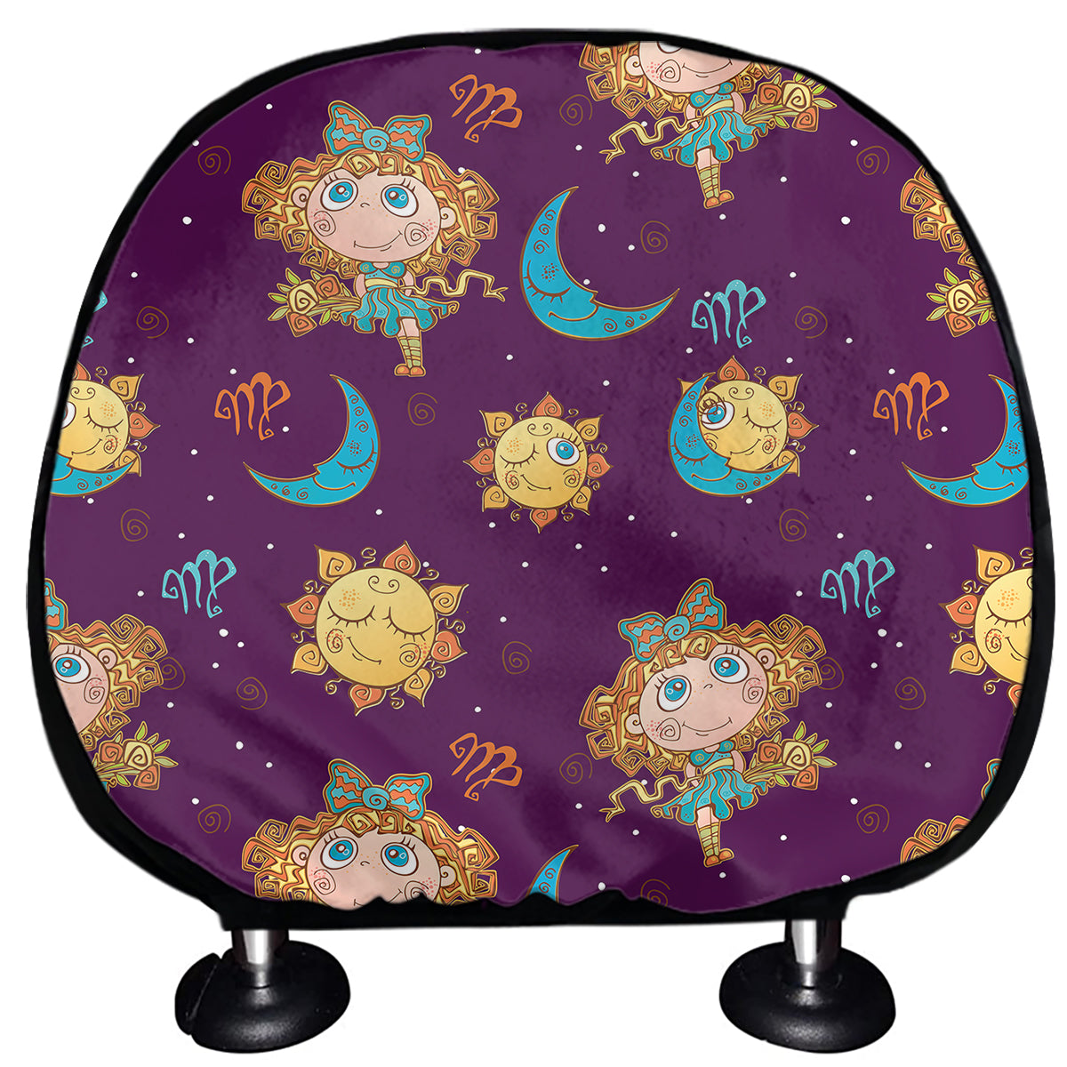 Cute Cartoon Virgo Pattern Print Car Headrest Covers