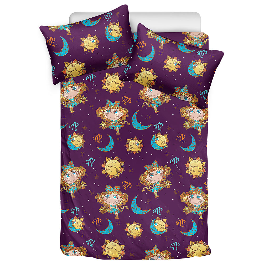 Cute Cartoon Virgo Pattern Print Duvet Cover Bedding Set