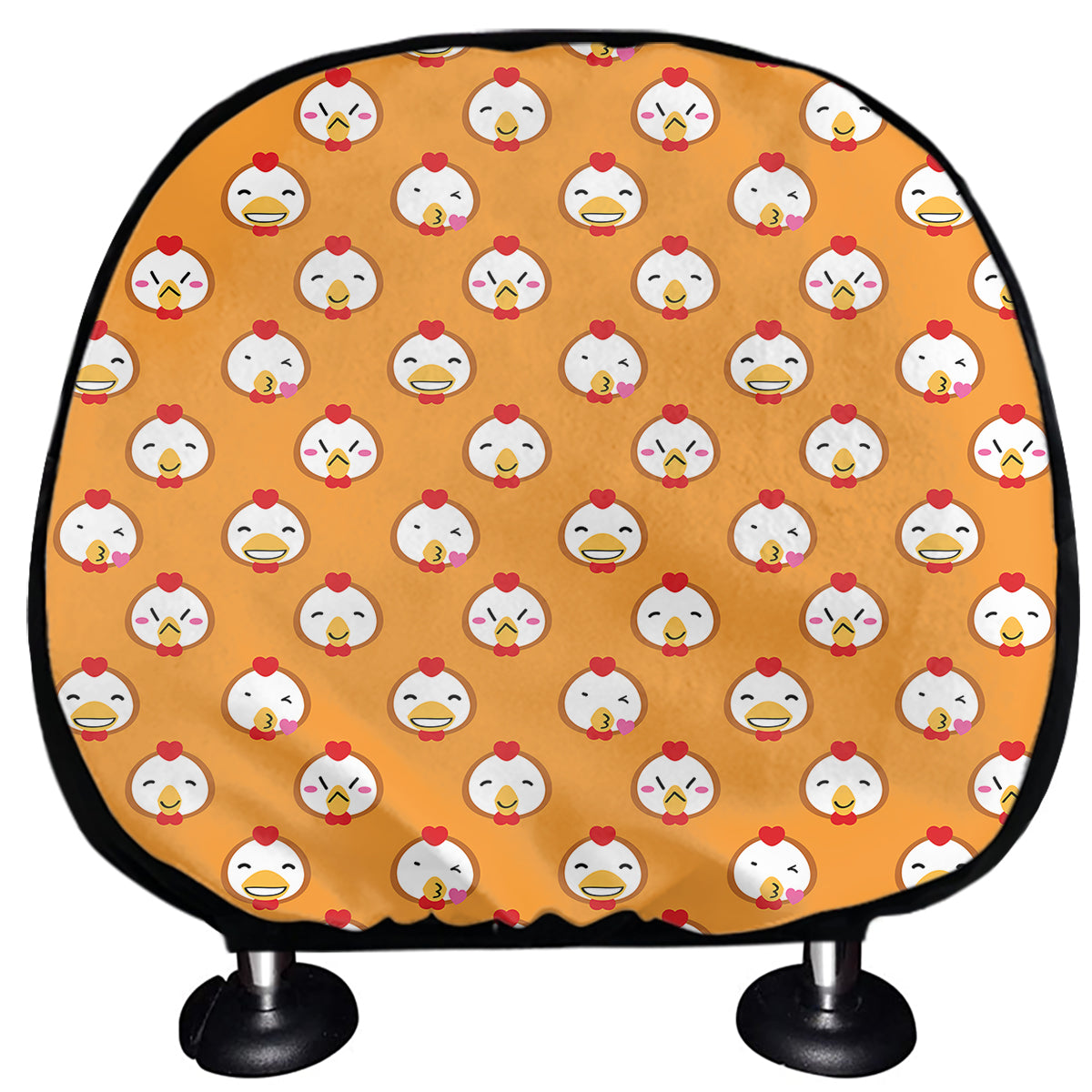 Cute Chicken Emoji Pattern Print Car Headrest Covers