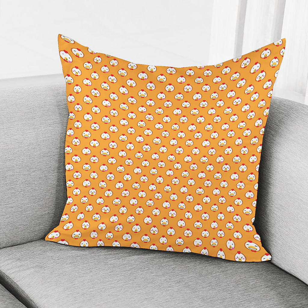 Cute Chicken Emoji Pattern Print Pillow Cover