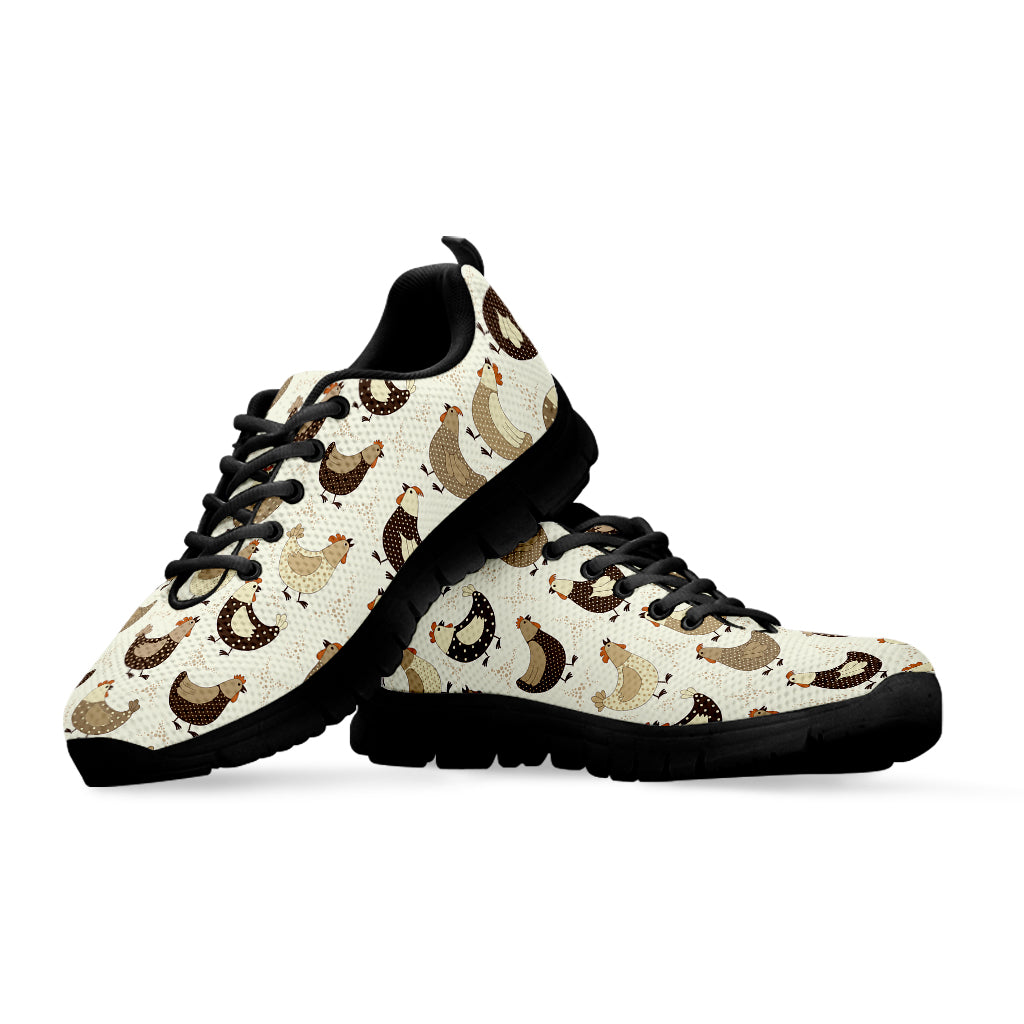 Cute Chicken Pattern Print Black Sneakers