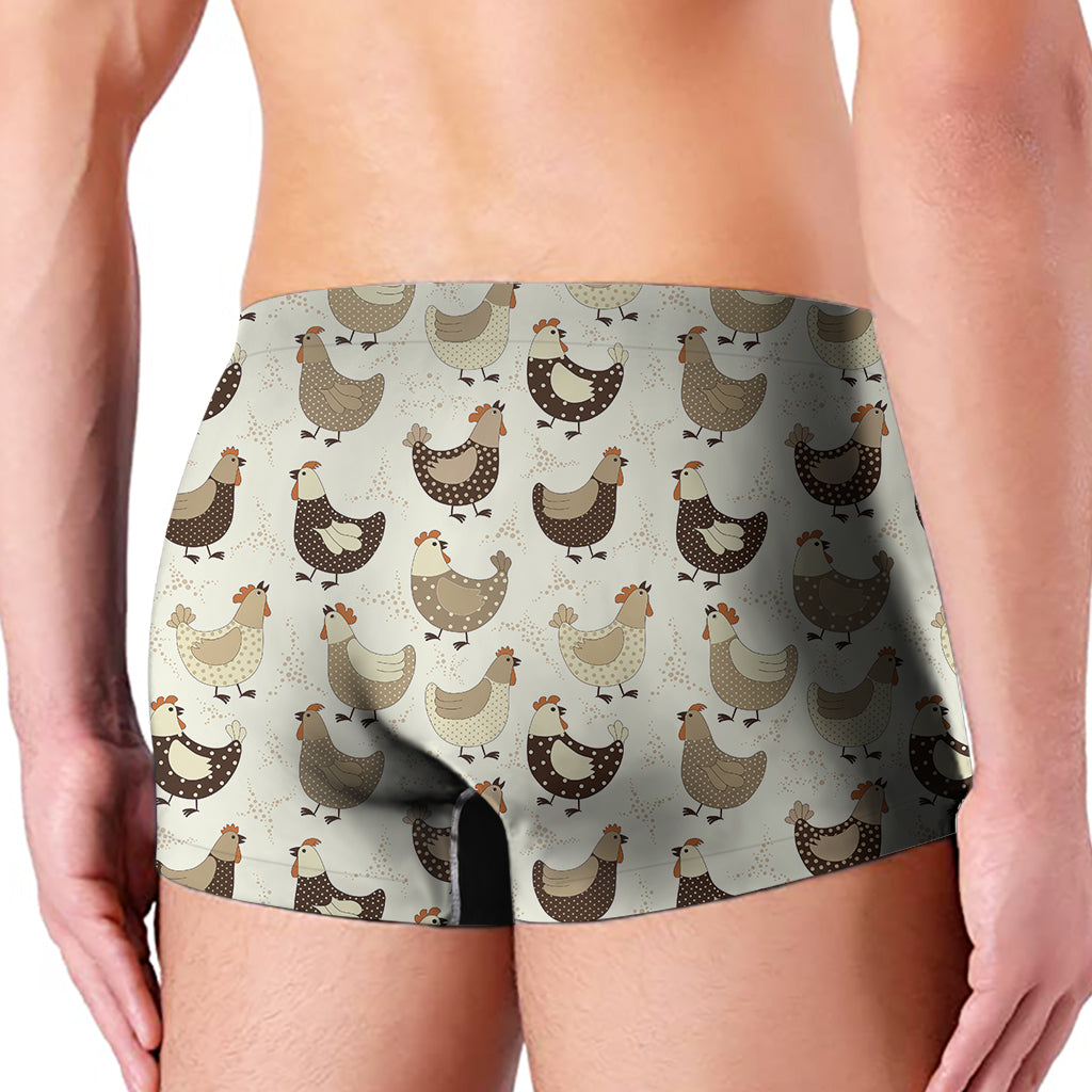 Cute Chicken Pattern Print Men's Boxer Briefs